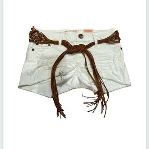 No Boundaries Girls White Belted Shorts | Macrame Belt | Size 1